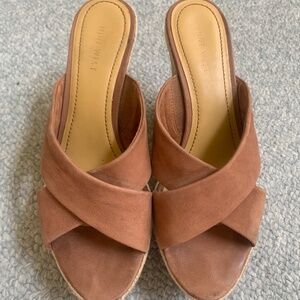 Nine West Wedge Sandals Natural Tan/Brown Size 8